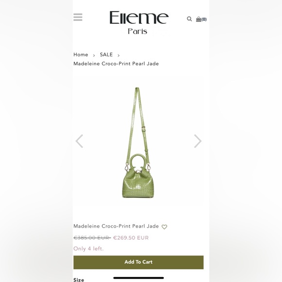Elleme paris croc print bag green shoulder cross body mini - Picture 2 of 4